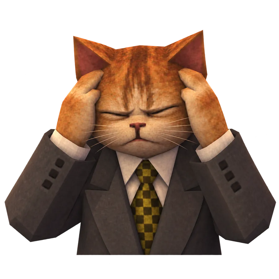 Headache Cat holding his temples